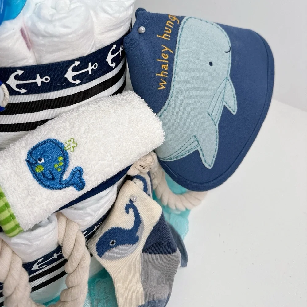 Ship Diaper Cake, Whale Diaper Cake, Nautical Theme